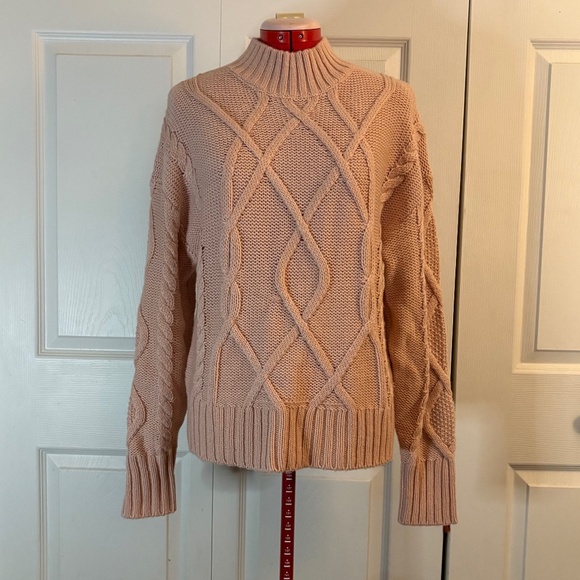 Peach Gap Mock Neck Cable Knit Sweater size L - Picture 1 of 7